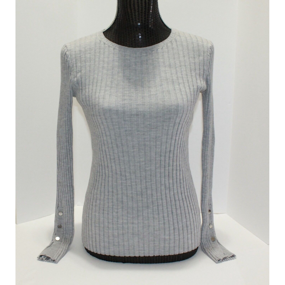 Theory Gray Long Sleeve Knit Sweater Size M